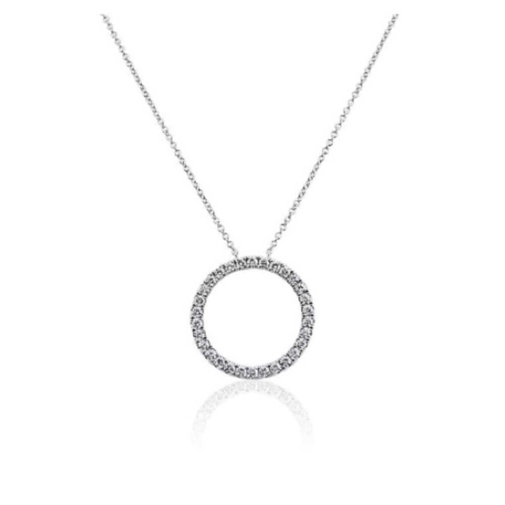 Blue Nile 14kt white gold Diamond Circle Necklace with box
